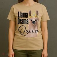 Llama Drama Queen Featuring An Adorable Llama With Crown_1 Gift T-Shirt thumb 4