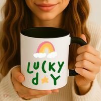 Lucky Day Rainbow Star St Patrick's Day Coffee Mug thumb 3