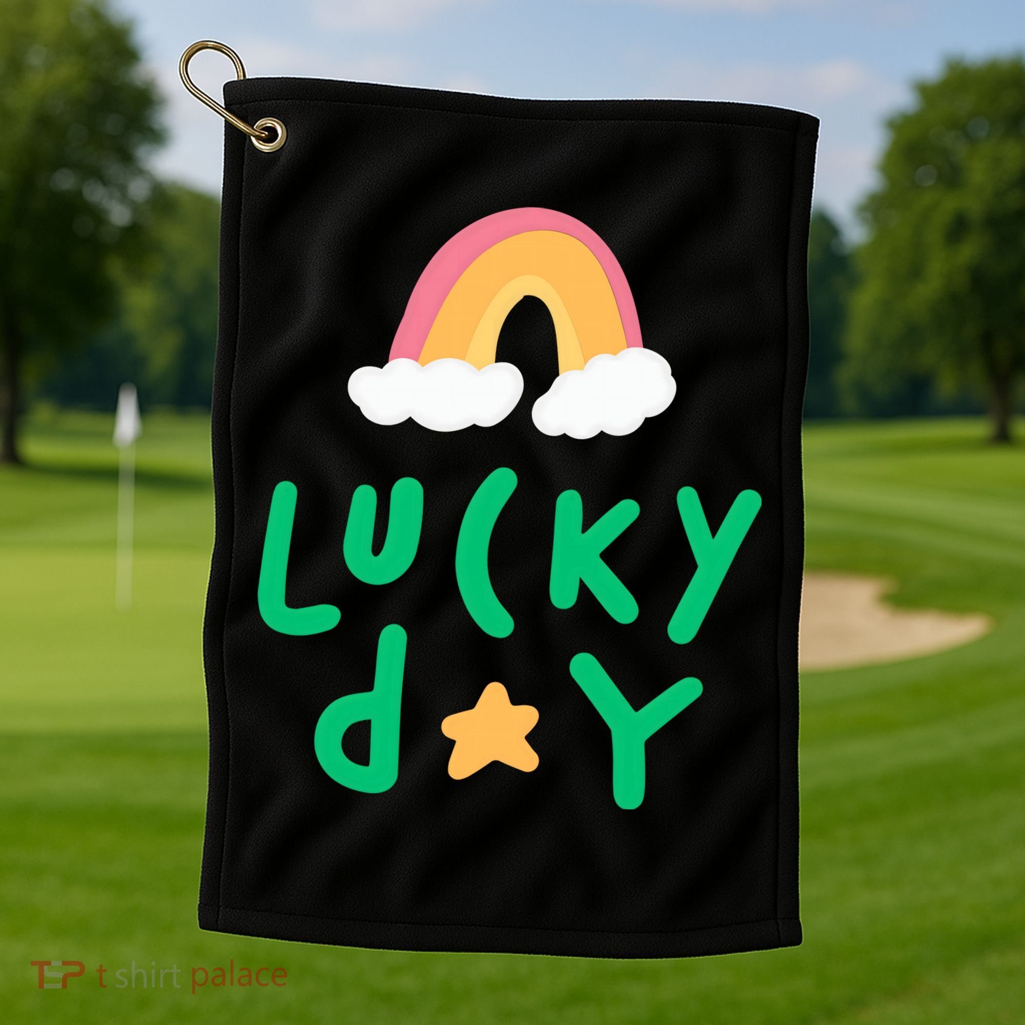 Lucky Day Rainbow Star St Patrick's Day Golf Towel