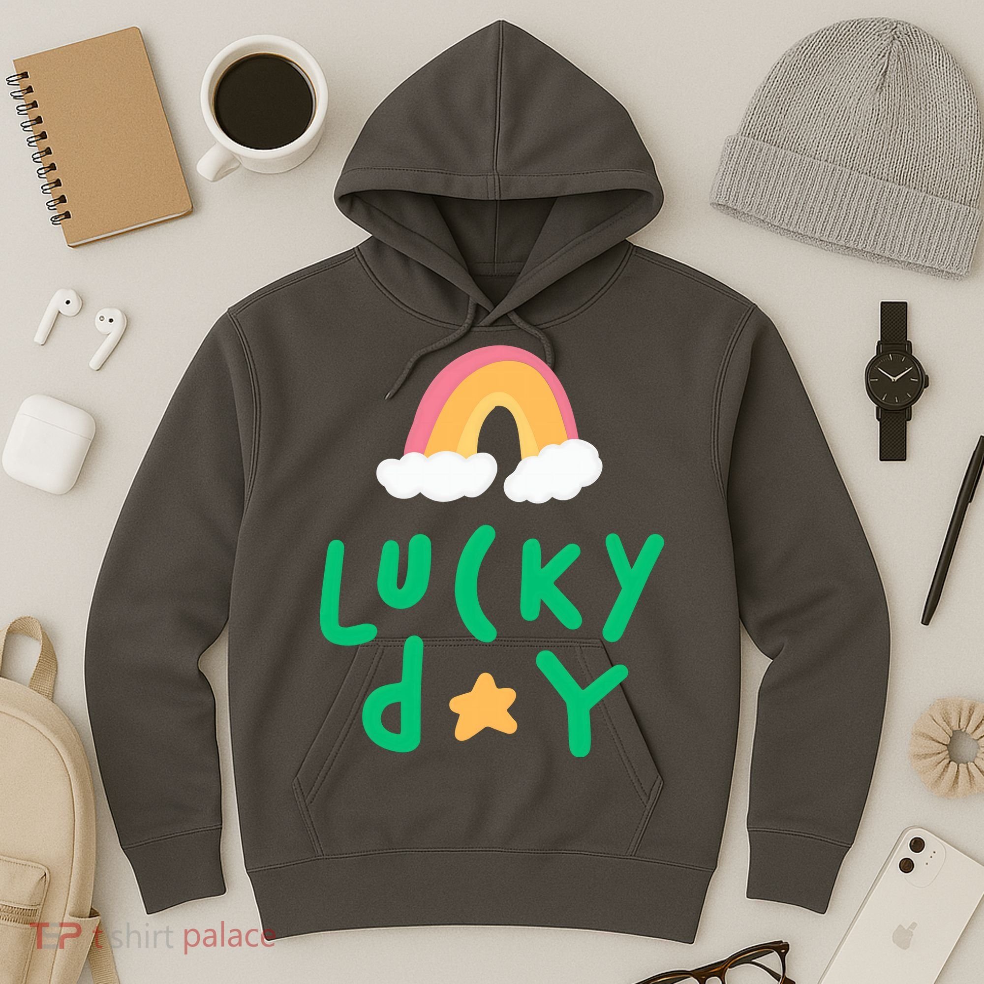 Lucky Day Rainbow Star St Patrick's Day Hoodie