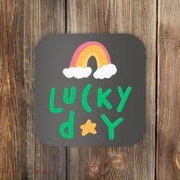Lucky Day Rainbow Star St Patrick's Day Coaster thumb 0