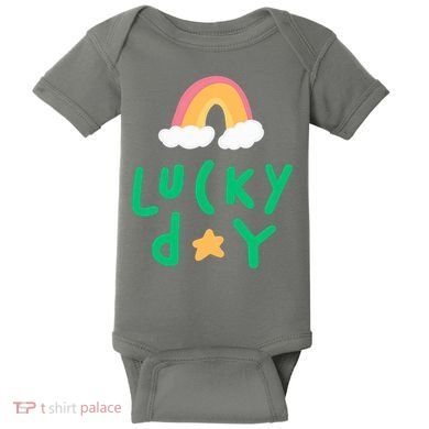 Lucky Day Rainbow Star St Patrick's Day Baby Bodysuit