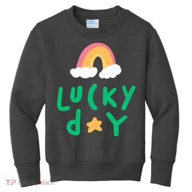 Lucky Day Rainbow Star St Patrick's Day Kids Sweatshirt