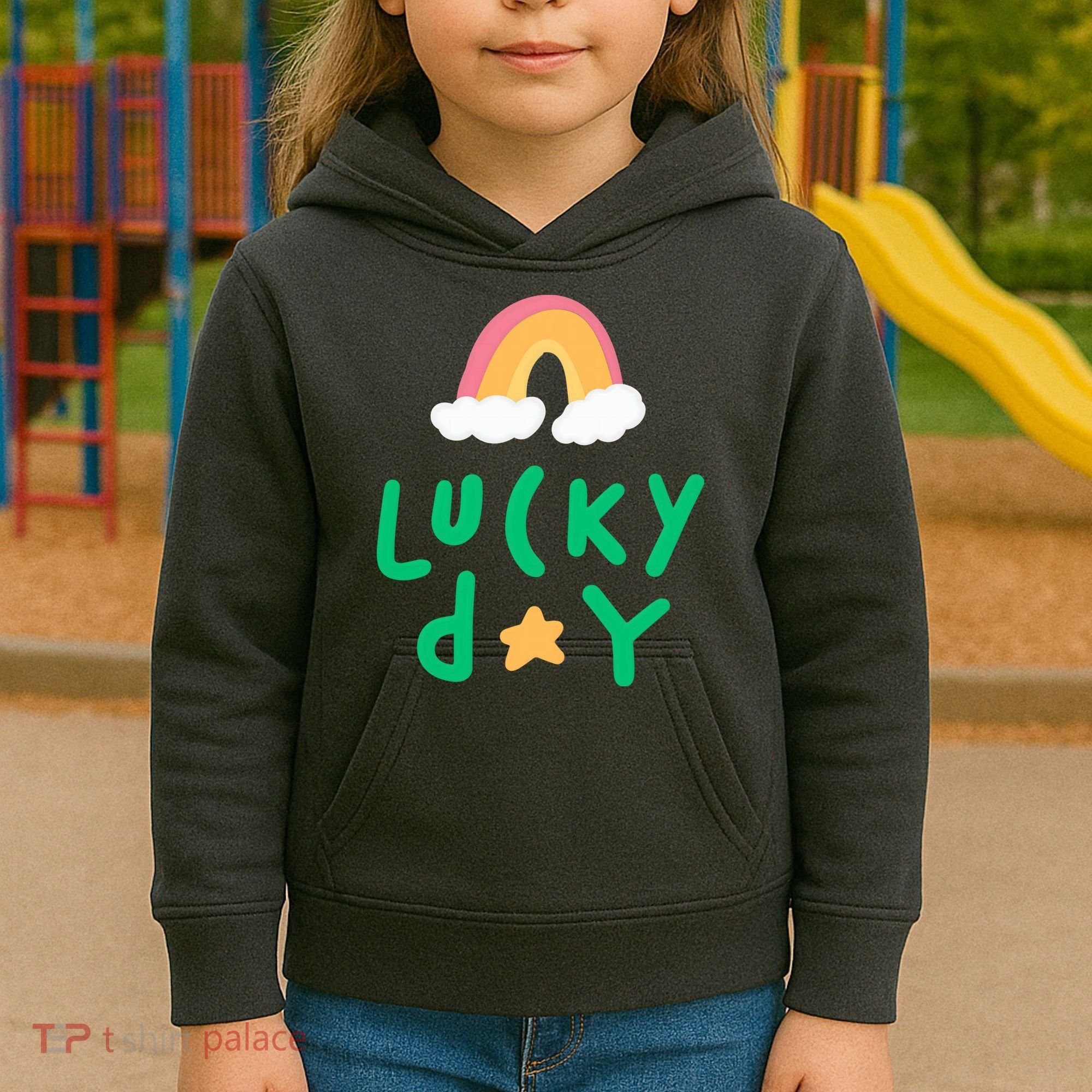 Lucky Day Rainbow Star St Patrick's Day Kids Hoodie