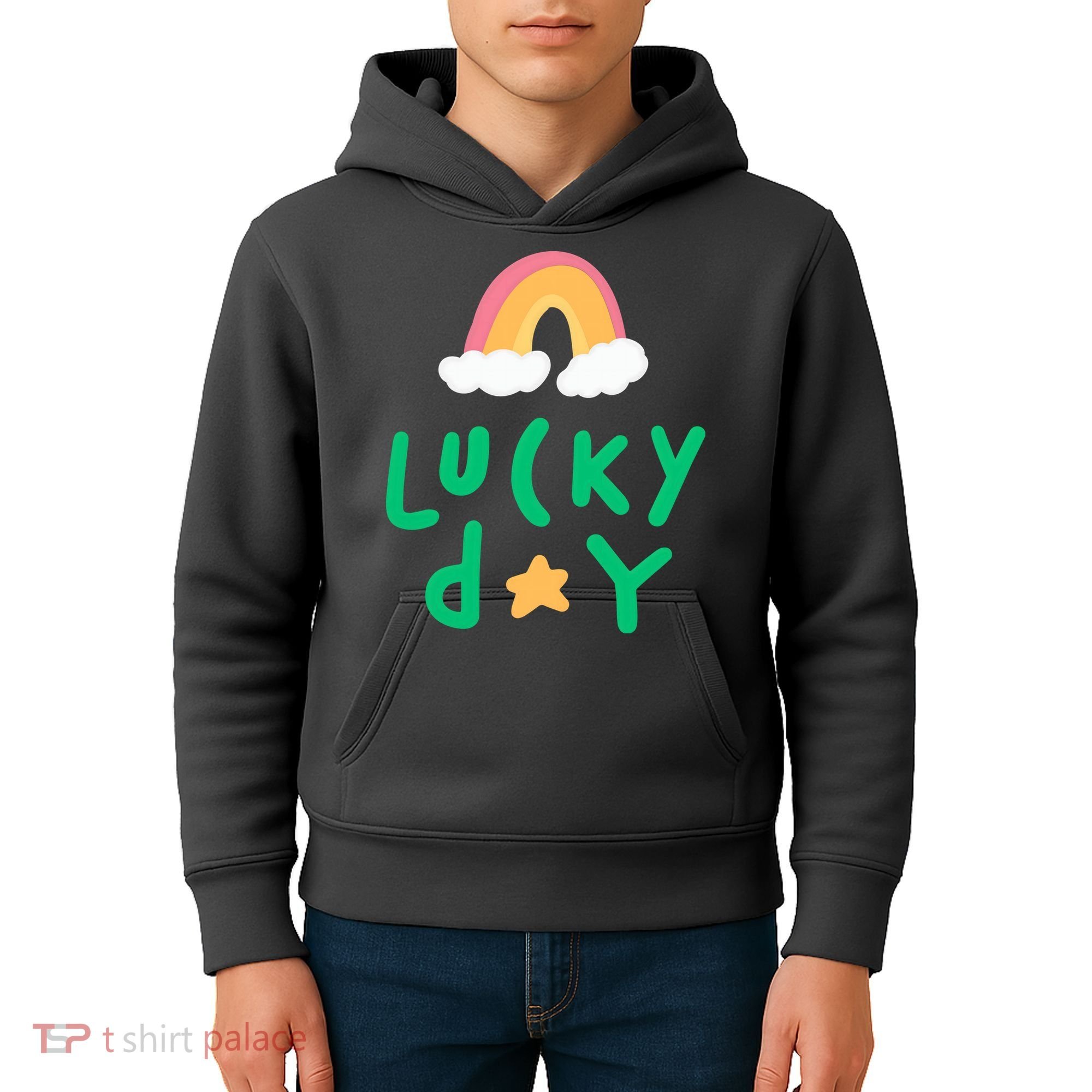 Lucky Day Rainbow Star St Patrick's Day Kids Hoodie
