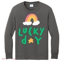 Lucky Day Rainbow Star St Patrick's Day Kids Long Sleeve Shirt thumb 0