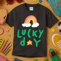 Lucky Day Rainbow Star St Patrick's Day Kids T-Shirt thumb 3