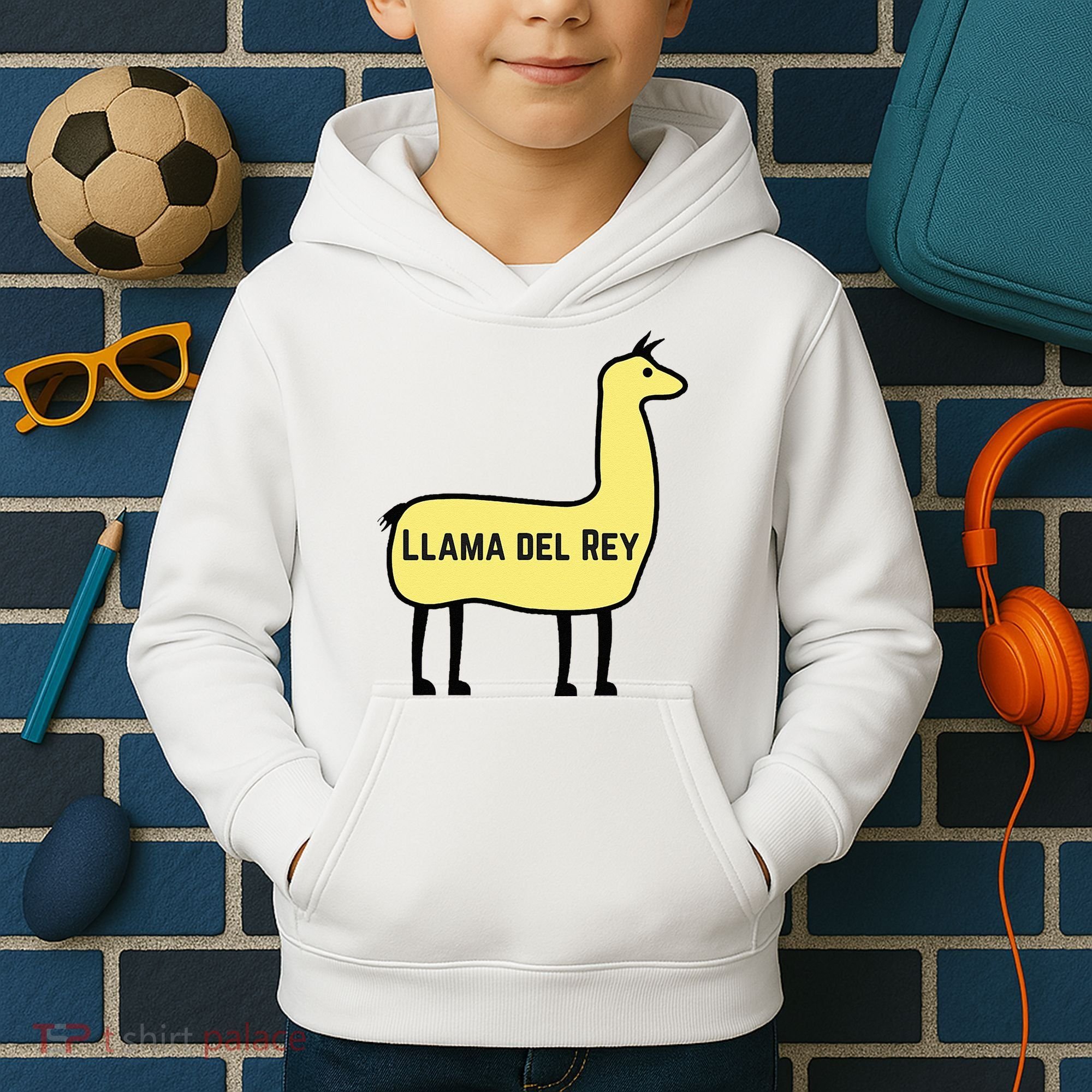 Llama Del Rey Lana Funny Music Animal Kids Hoodie