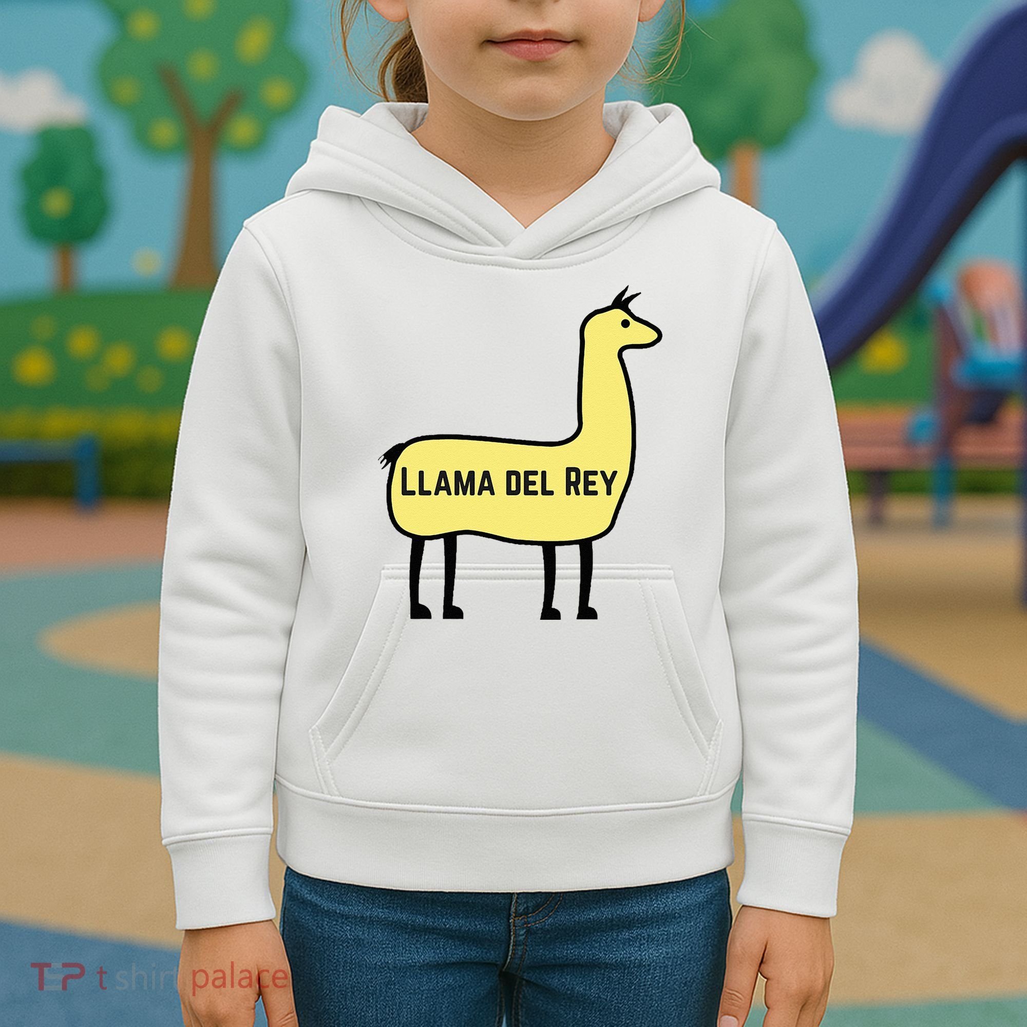 Llama Del Rey Lana Funny Music Animal Kids Hoodie