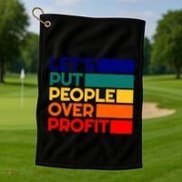 Leftist Democratic Socialist Union Retro People Over Profit Gift Golf Towel thumb 1