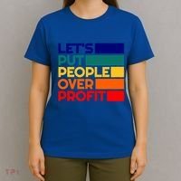 Leftist Democratic Socialist Union Retro People Over Profit Gift T-Shirt thumb 4