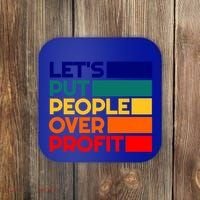 Leftist Democratic Socialist Union Retro People Over Profit Gift Coaster thumb 0