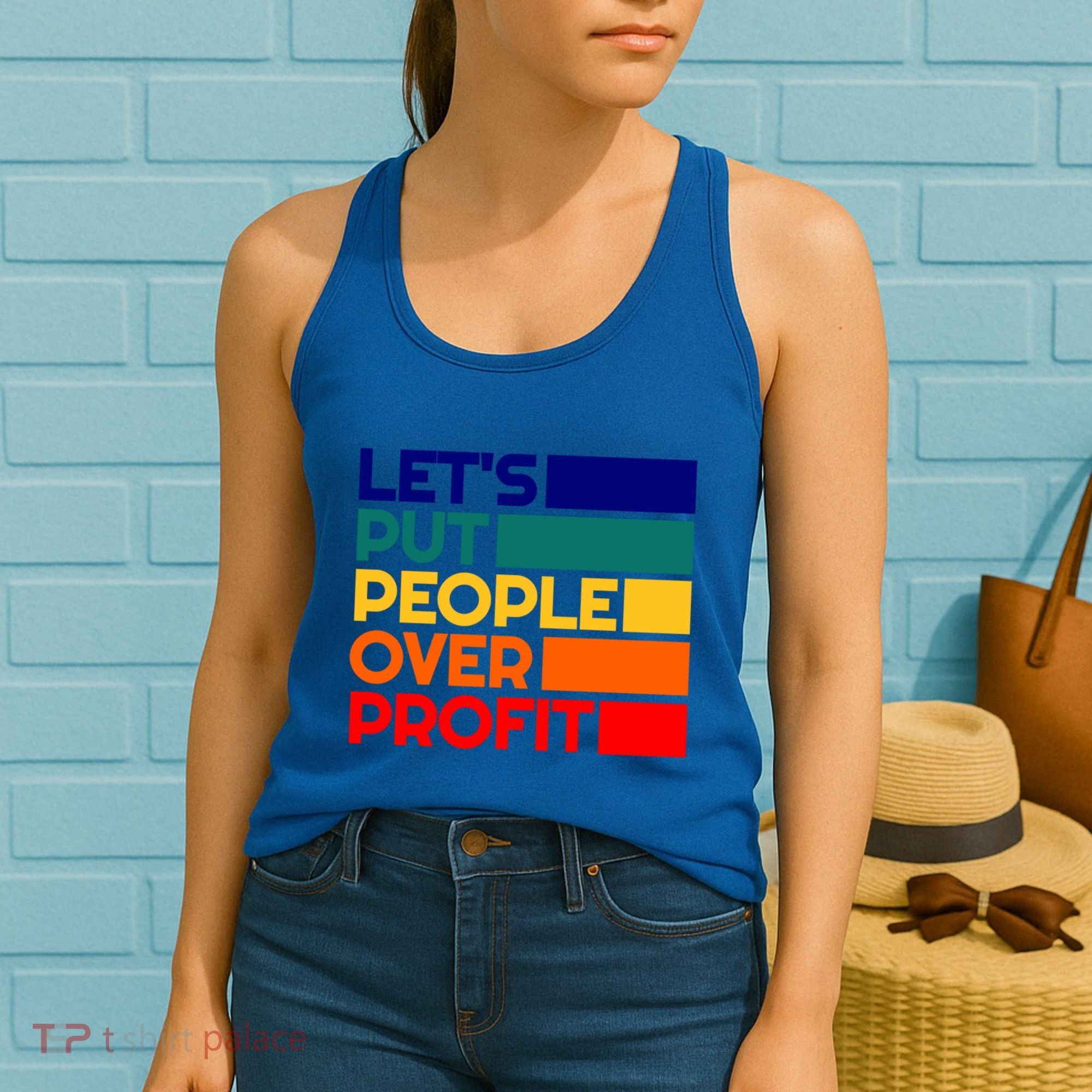 Leftist Democratic Socialist Union Retro People Over Profit Gift Women's Tank Top