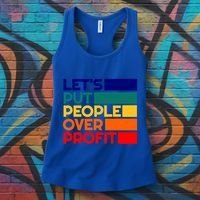 Leftist Democratic Socialist Union Retro People Over Profit Gift Women's Tank Top thumb 3
