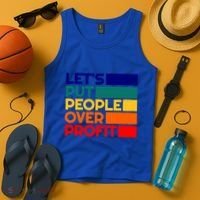 Leftist Democratic Socialist Union Retro People Over Profit Gift Tank Top thumb 4