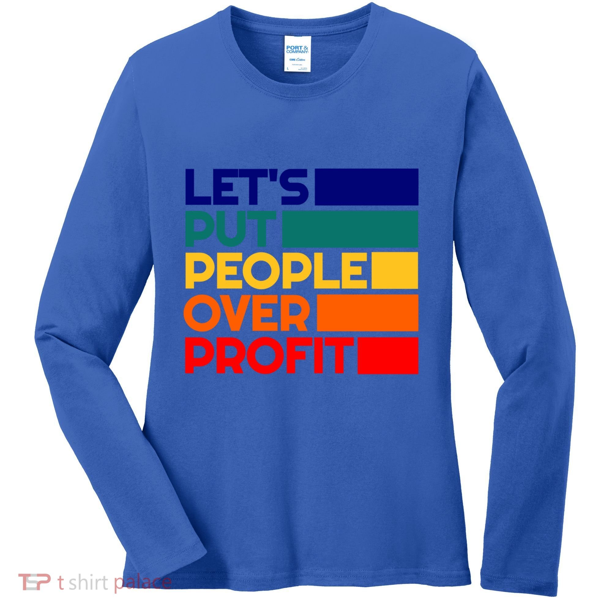 Leftist Democratic Socialist Union Retro People Over Profit Gift Women's Long Sleeve Shirt