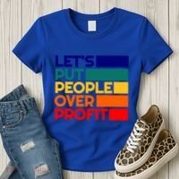 Leftist Democratic Socialist Union Retro People Over Profit Gift Women's T-Shirt thumb 3