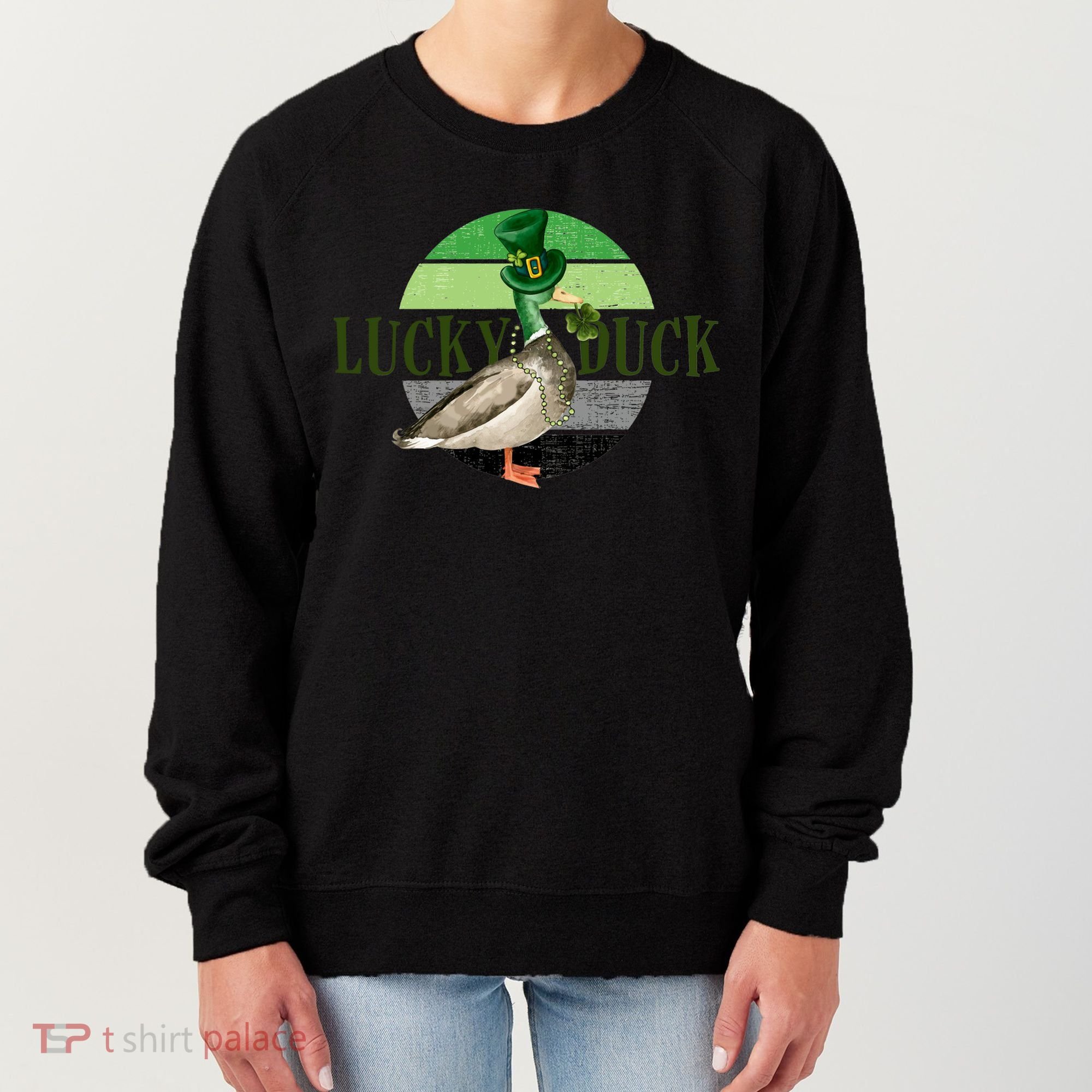 Lucky Duck St Patricks Day Duck Hunting Silly Goose Gift Women's Sweatshirt