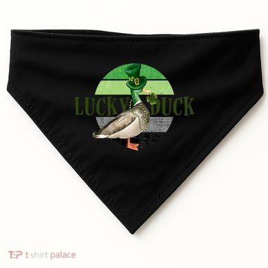 Lucky Duck St Patricks Day Duck Hunting Silly Goose Gift USA-Made Doggie Bandana
