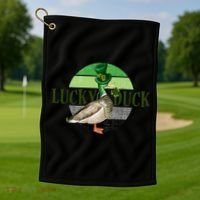 Lucky Duck St Patricks Day Duck Hunting Silly Goose Gift Golf Towel thumb 1
