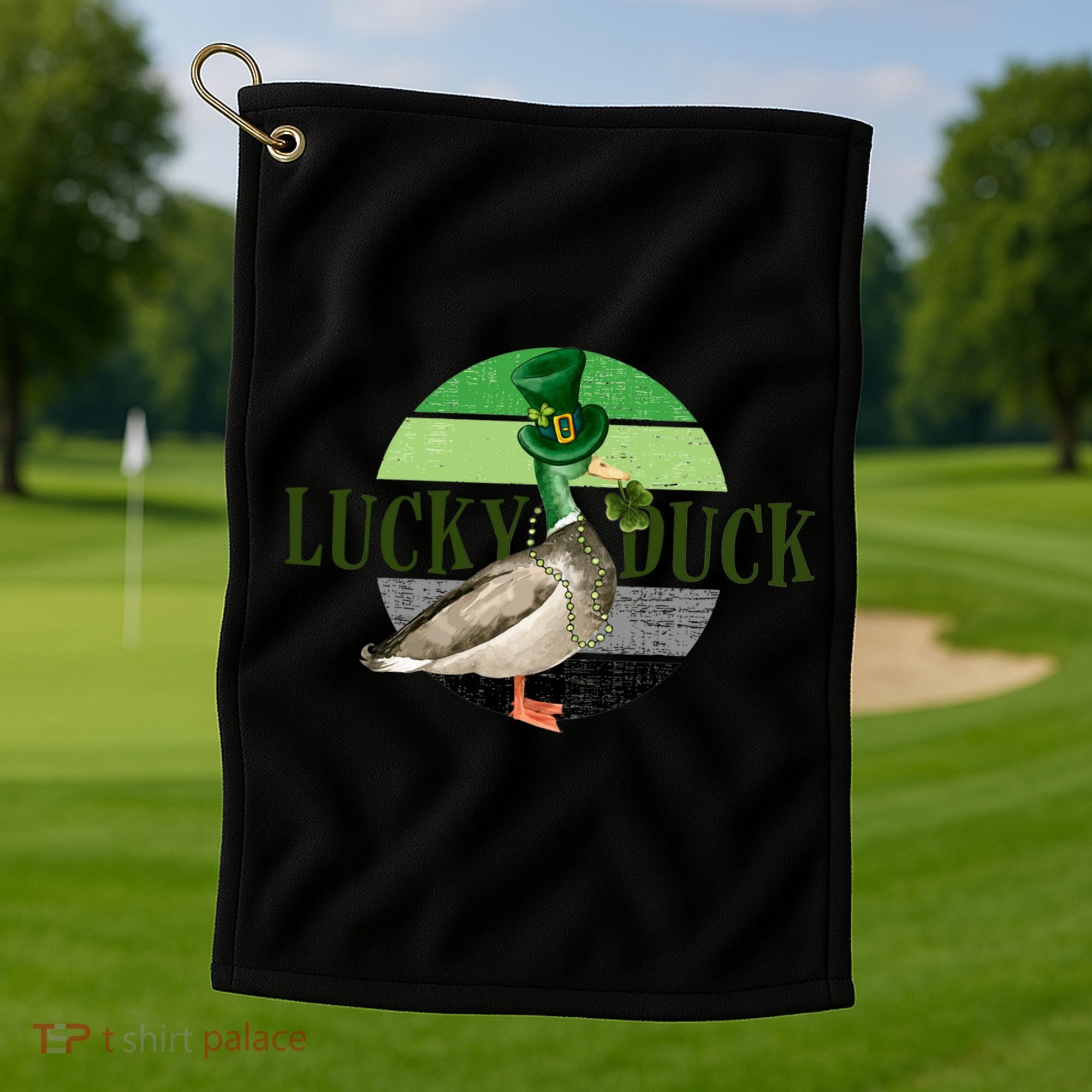 Lucky Duck St Patricks Day Duck Hunting Silly Goose Gift Golf Towel
