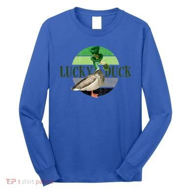 Lucky Duck St Patricks Day Duck Hunting Silly Goose Gift Long Sleeve Shirt