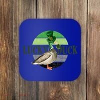 Lucky Duck St Patricks Day Duck Hunting Silly Goose Gift Coaster thumb 0