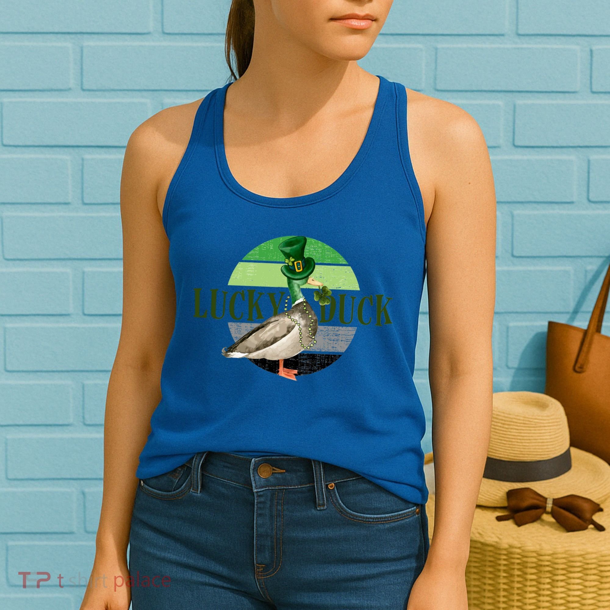 Lucky Duck St Patricks Day Duck Hunting Silly Goose Gift Women's Tank Top