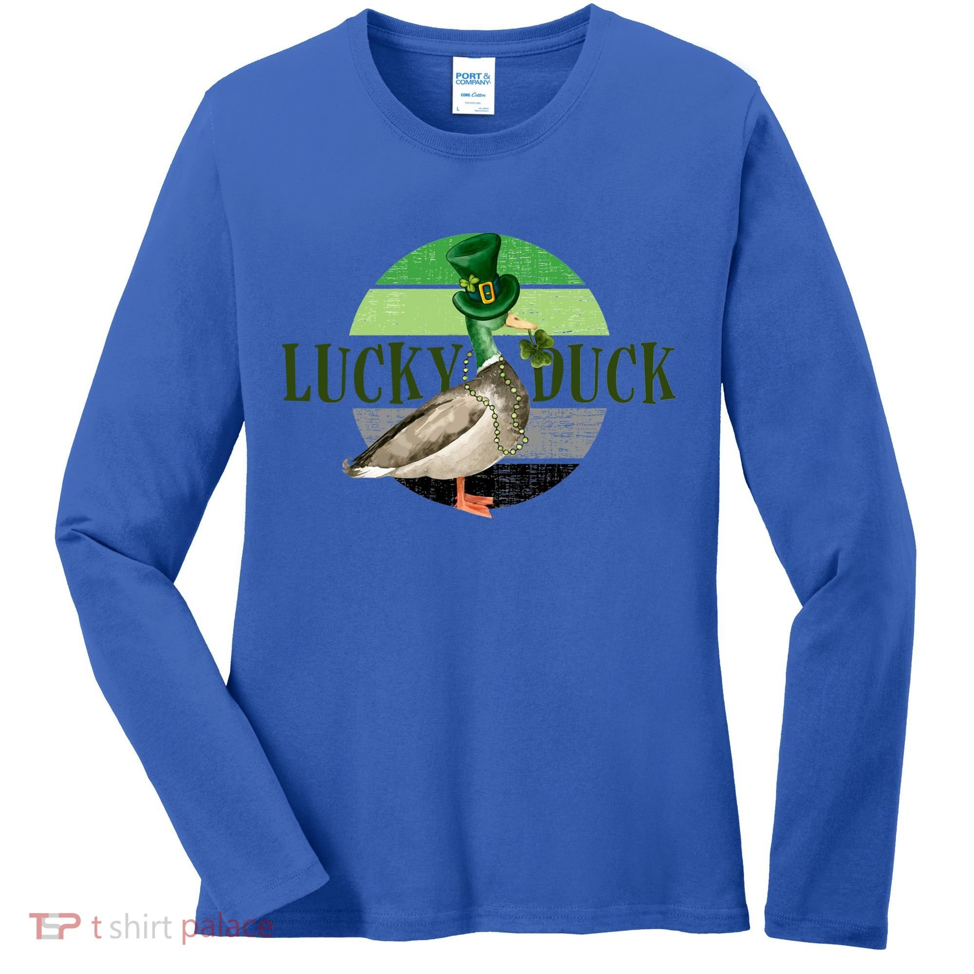 Lucky Duck St Patricks Day Duck Hunting Silly Goose Gift Women's Long Sleeve Shirt