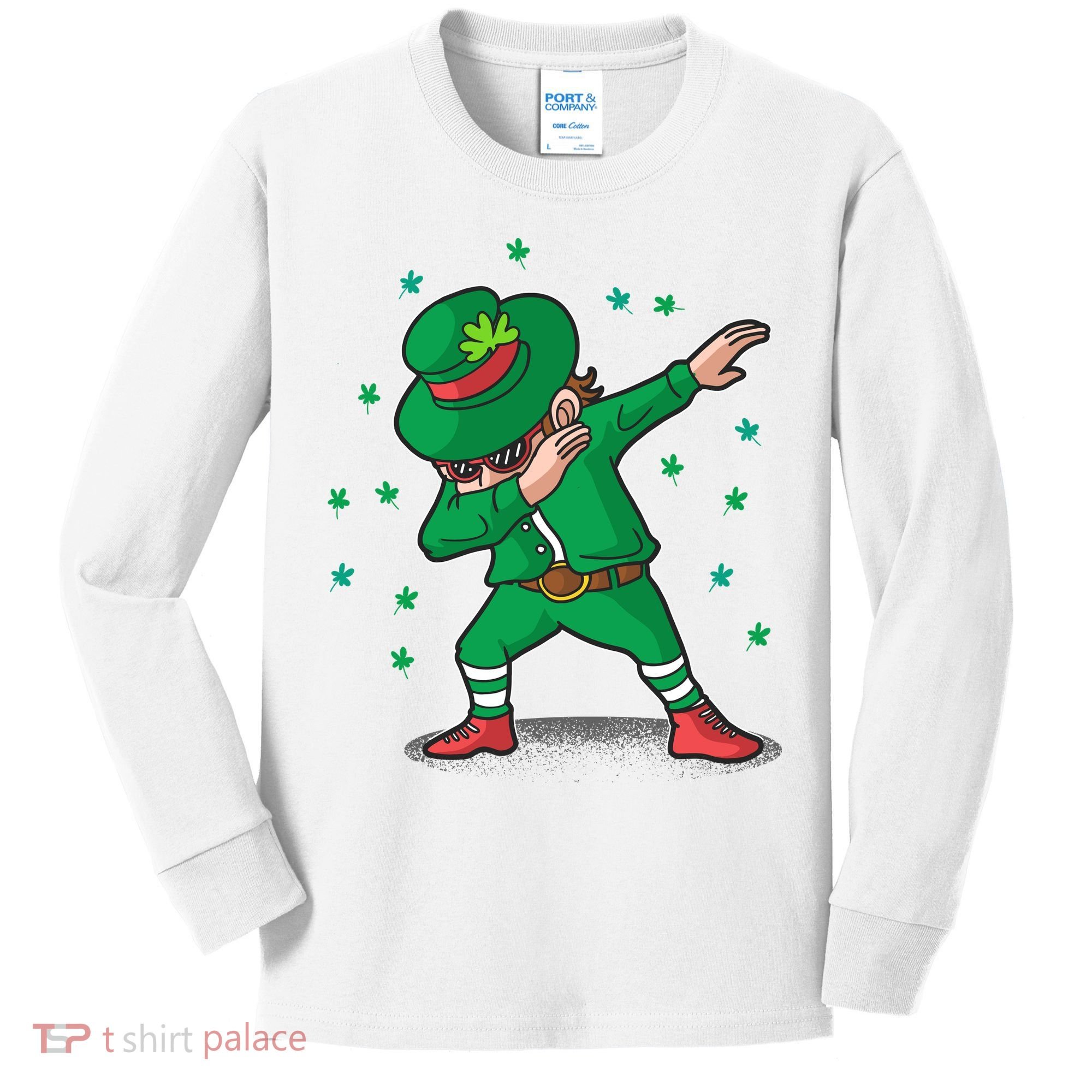 Leprechaun Dab St Patrick's Day Party Kids Long Sleeve Shirt