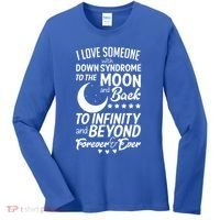Love Someone With Down Syndrome Moon And Back Women's Long Sleeve Shirt thumb 0