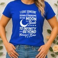 Love Someone With Down Syndrome Moon And Back Women's T-Shirt thumb 2