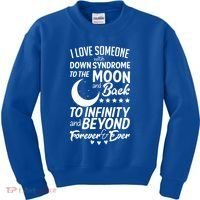 Love Someone With Down Syndrome Moon And Back Kids Sweatshirt thumb 0