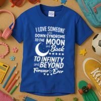 Love Someone With Down Syndrome Moon And Back Kids T-Shirt thumb 3