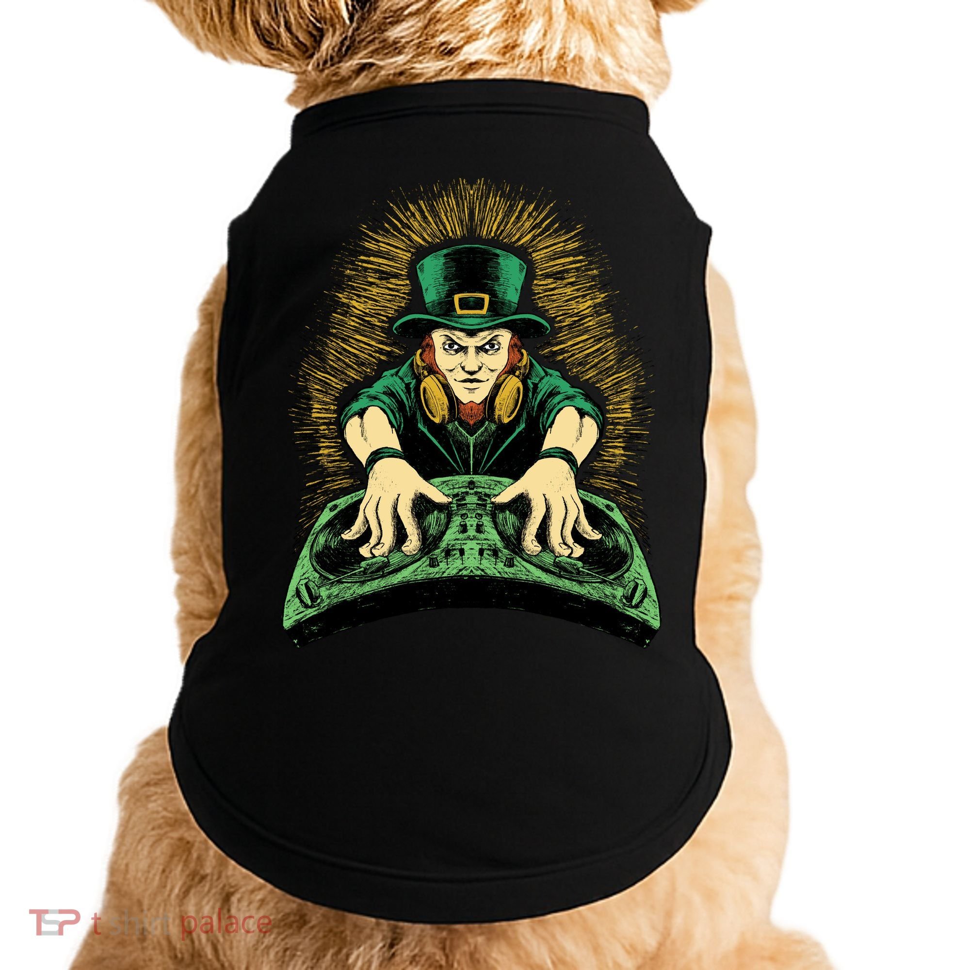 Leprechaun Dj St Patricks Doggie Tank