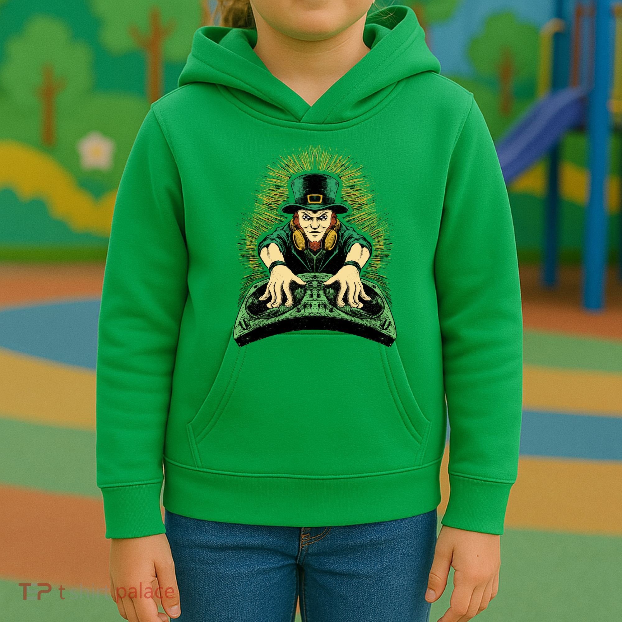 Leprechaun Dj St Patricks Kids Hoodie