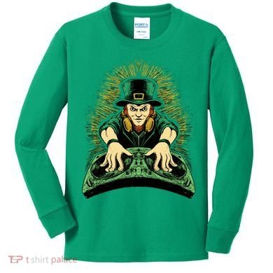 Leprechaun Dj St Patricks Kids Long Sleeve Shirt