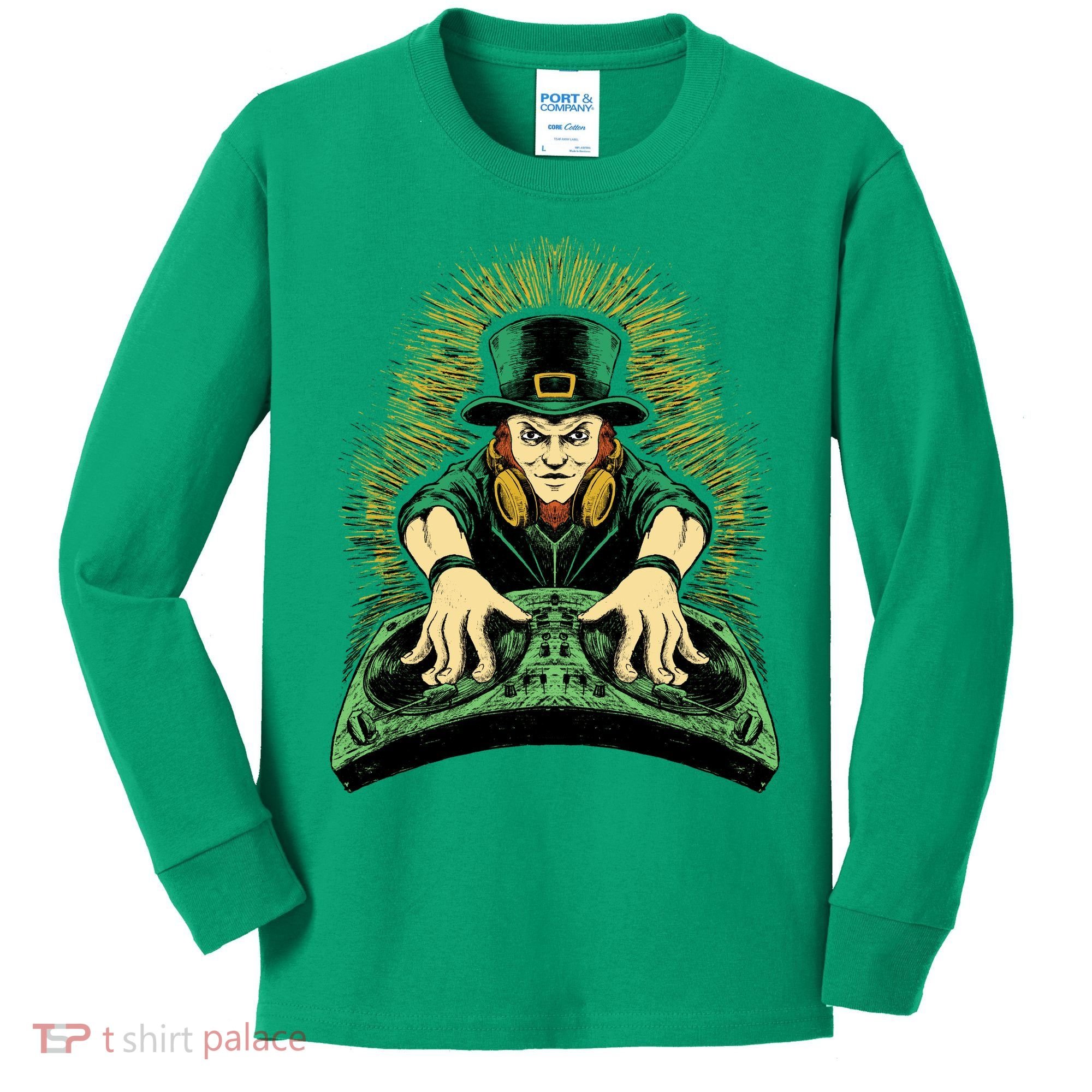 Leprechaun Dj St Patricks Kids Long Sleeve Shirt