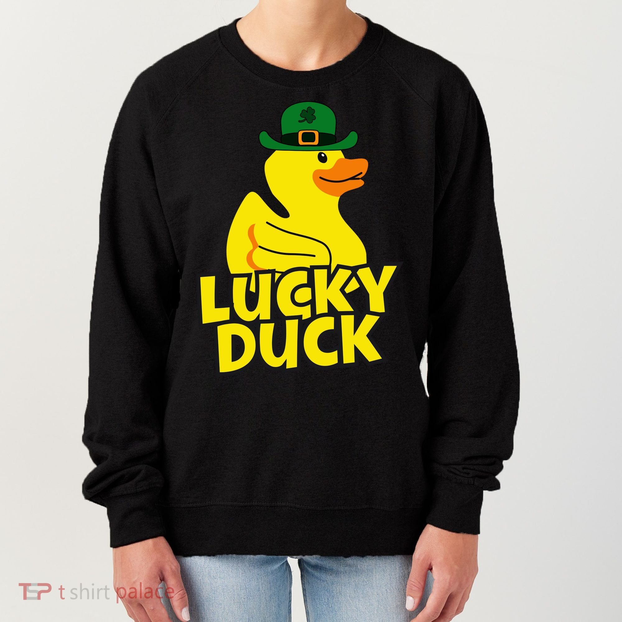 Lucky Duck Shamrock Rubber Ducky Funny St Patricks Day Women's Sweatshirt