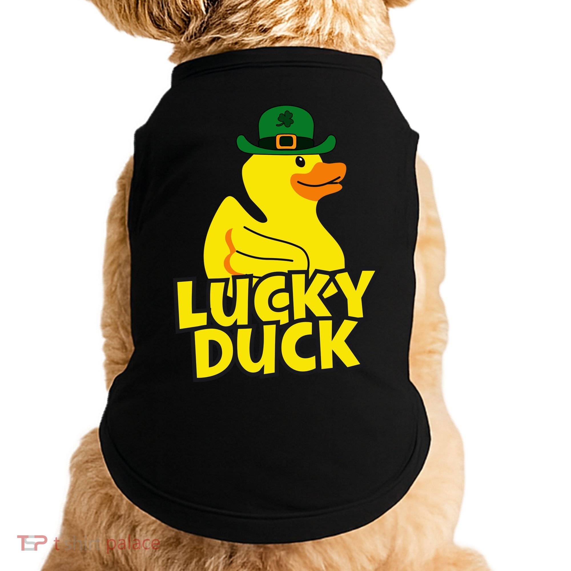 Lucky Duck Shamrock Rubber Ducky Funny St Patricks Day Doggie Tank
