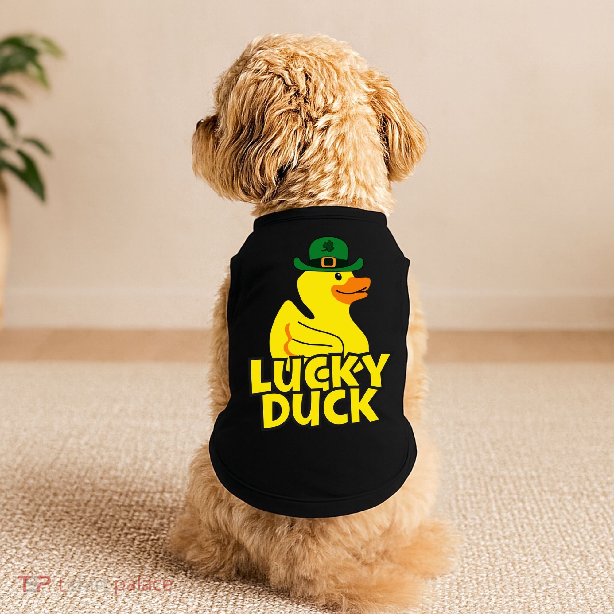 Lucky Duck Shamrock Rubber Ducky Funny St Patricks Day Doggie Tank