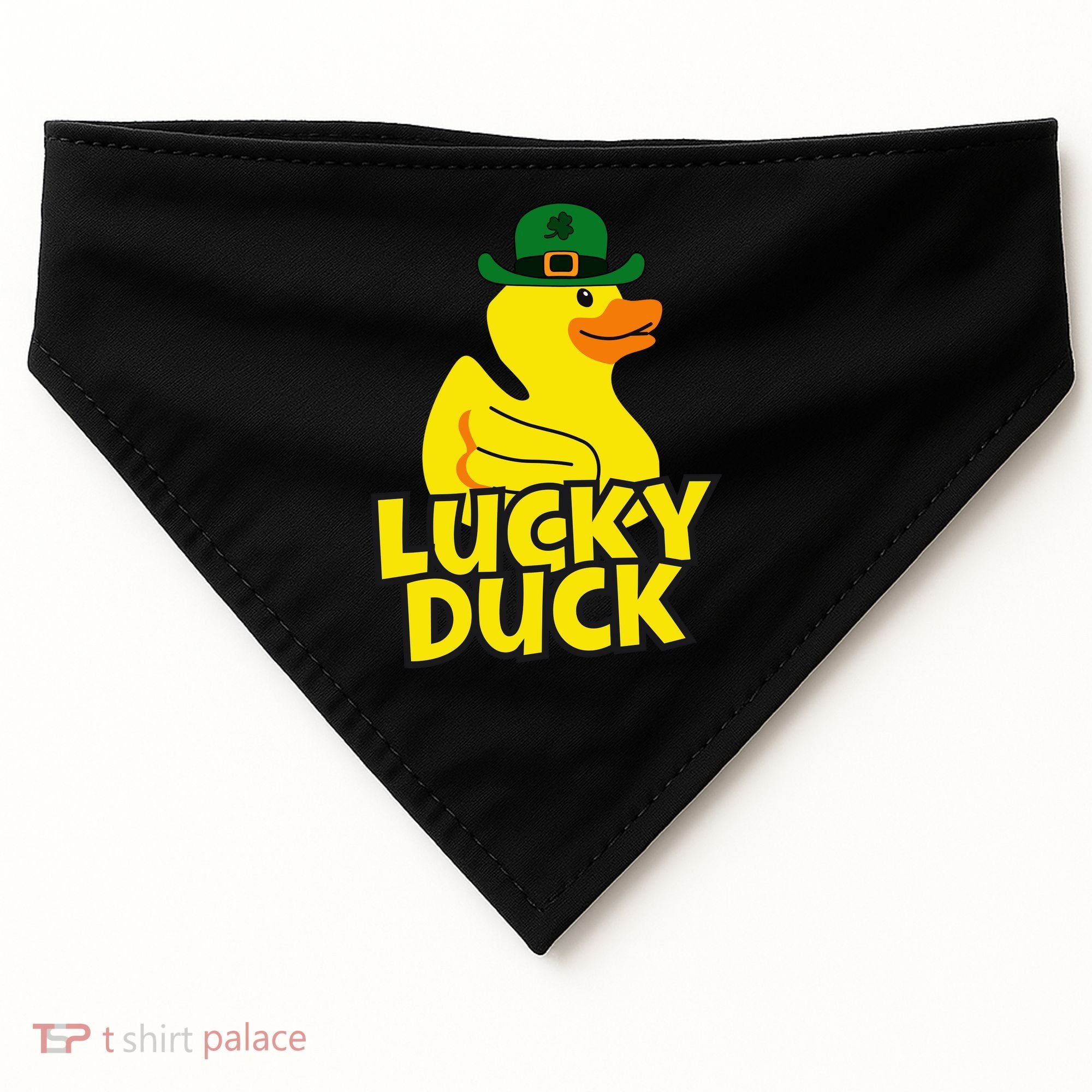 Lucky Duck Shamrock Rubber Ducky Funny St Patricks Day USA-Made Doggie Bandana