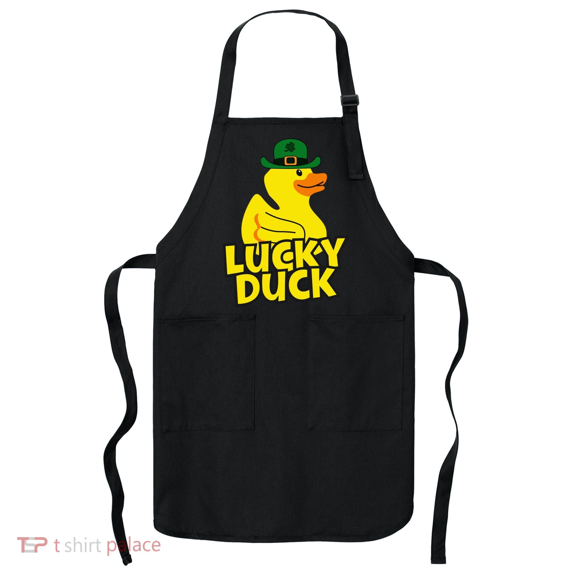 Lucky Duck Shamrock Rubber Ducky Funny St Patricks Day Apron