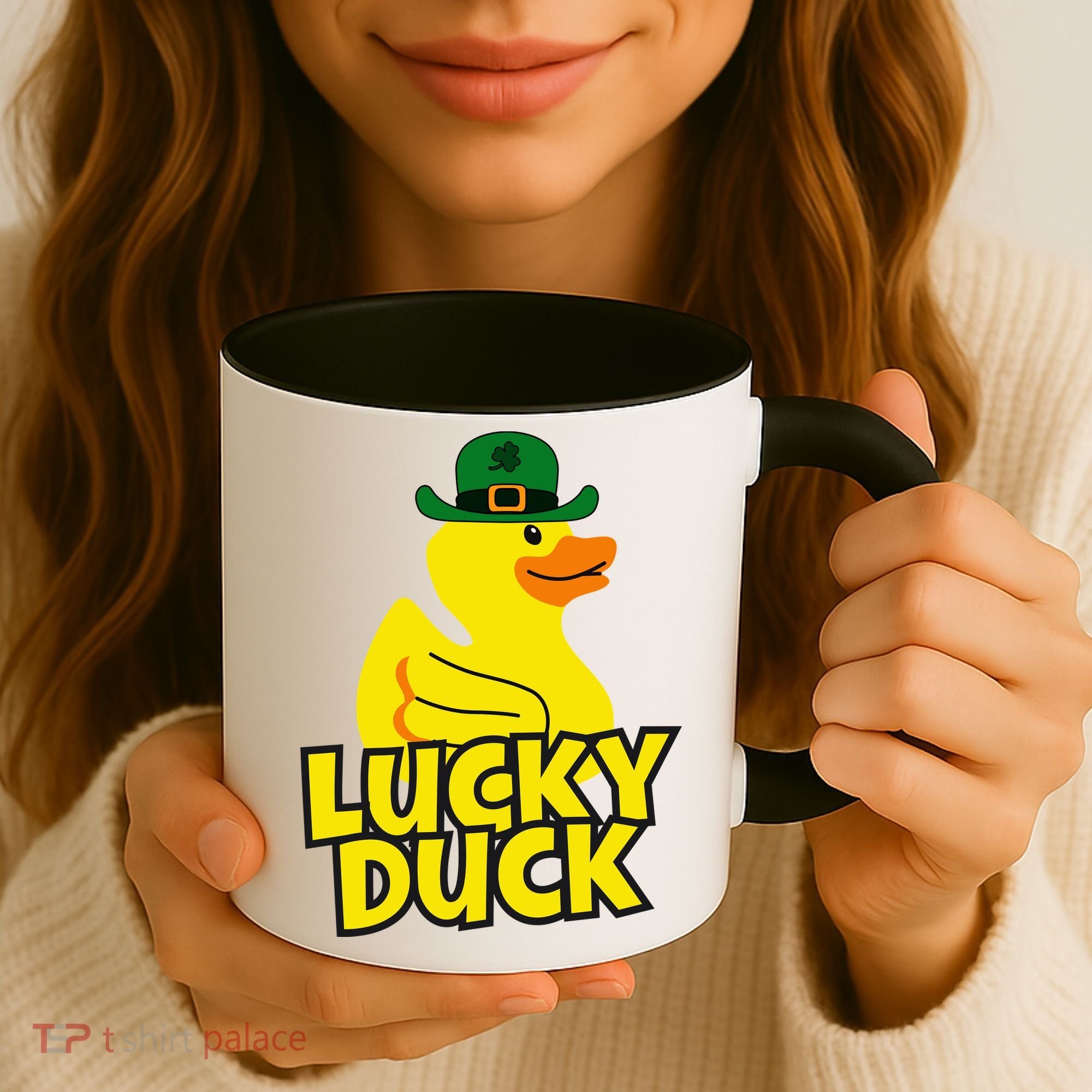 Lucky Duck Shamrock Rubber Ducky Funny St Patricks Day Coffee Mug
