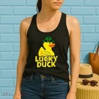 Lucky Duck Shamrock Rubber Ducky Funny St Patricks Day Women's Tank Top thumb 2