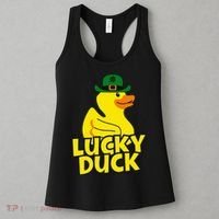 Lucky Duck Shamrock Rubber Ducky Funny St Patricks Day Women's Tank Top thumb 3