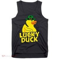 Lucky Duck Shamrock Rubber Ducky Funny St Patricks Day Tank Top thumb 0