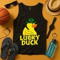 Lucky Duck Shamrock Rubber Ducky Funny St Patricks Day Tank Top thumb 4
