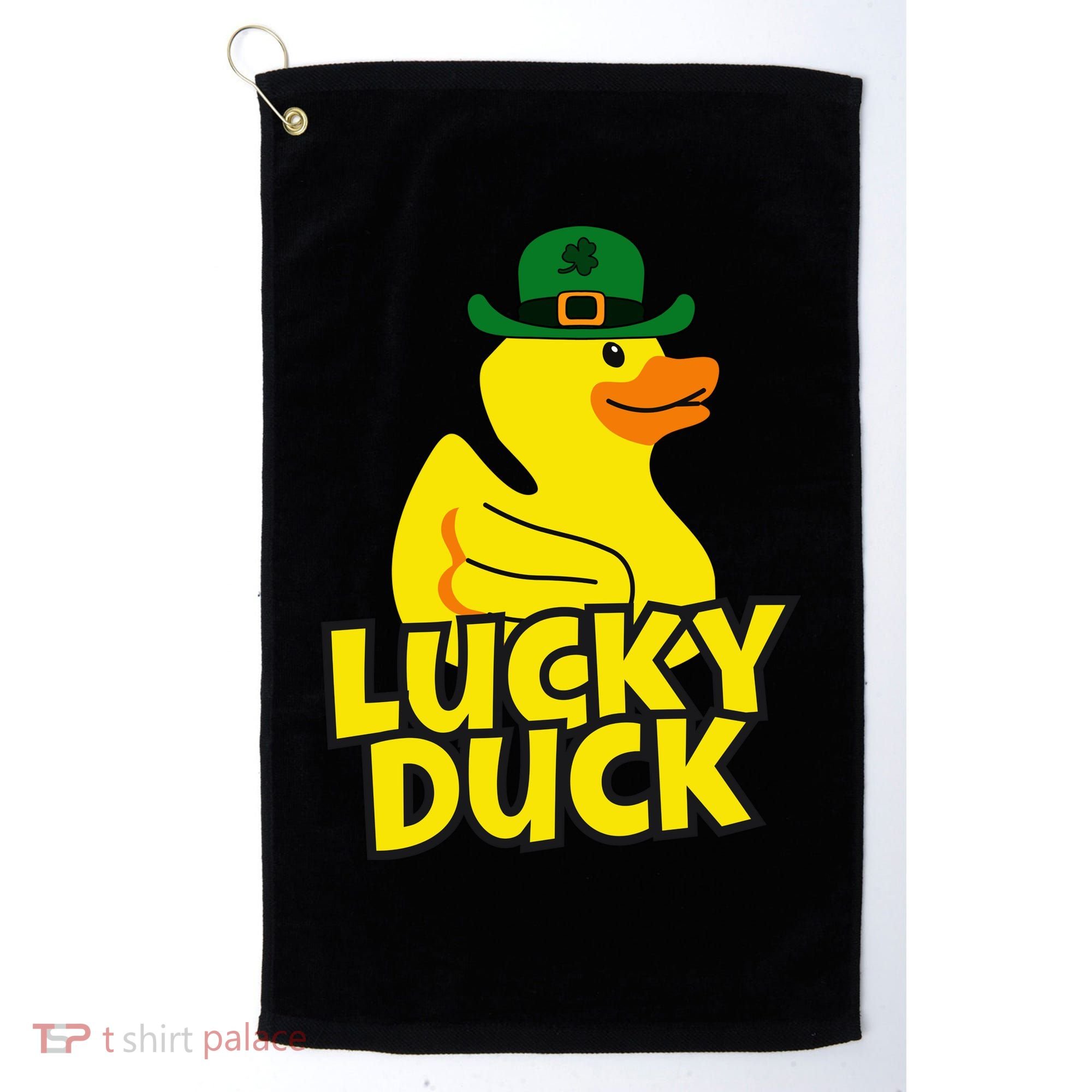Lucky Duck Shamrock Rubber Ducky Funny St Patricks Day Golf Towel
