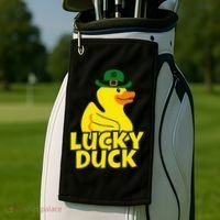 Lucky Duck Shamrock Rubber Ducky Funny St Patricks Day Golf Towel thumb 2